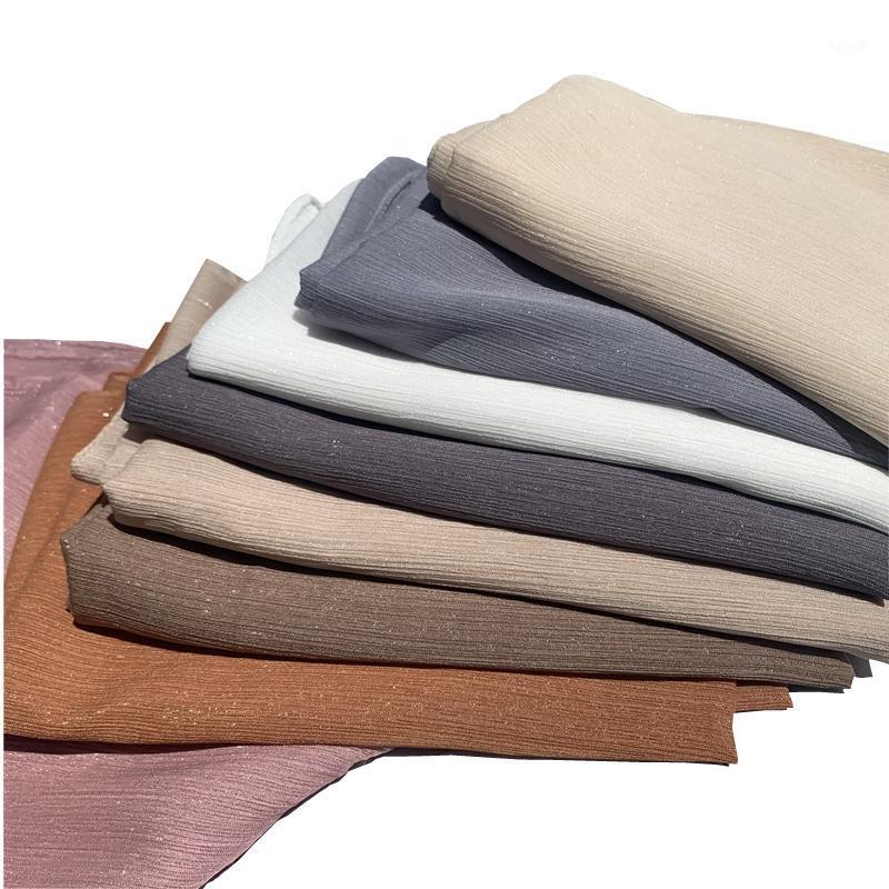 

Scarves 10pcs/lot Shimmer Silver Hijab Crepe Chiffon Scarf Plain Muslim Scarfs Shawl Fashion Solid Women Hijabs, Blue;gray