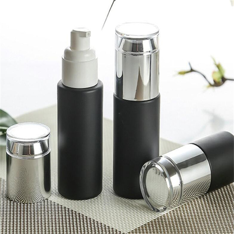 

Frosted Black Glass Bottle Jars Refillable Cosmetic Container Empty Lotion Spray Pump Bottles 20ml 30ml 40ml 50ml 60ml 80ml 100ml