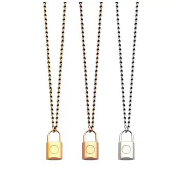 

Fashion Stainless steel Silver Gold lock Pendant necklace for lady women mens Party wedding lovers gift engagement couple jewelry NRJ
