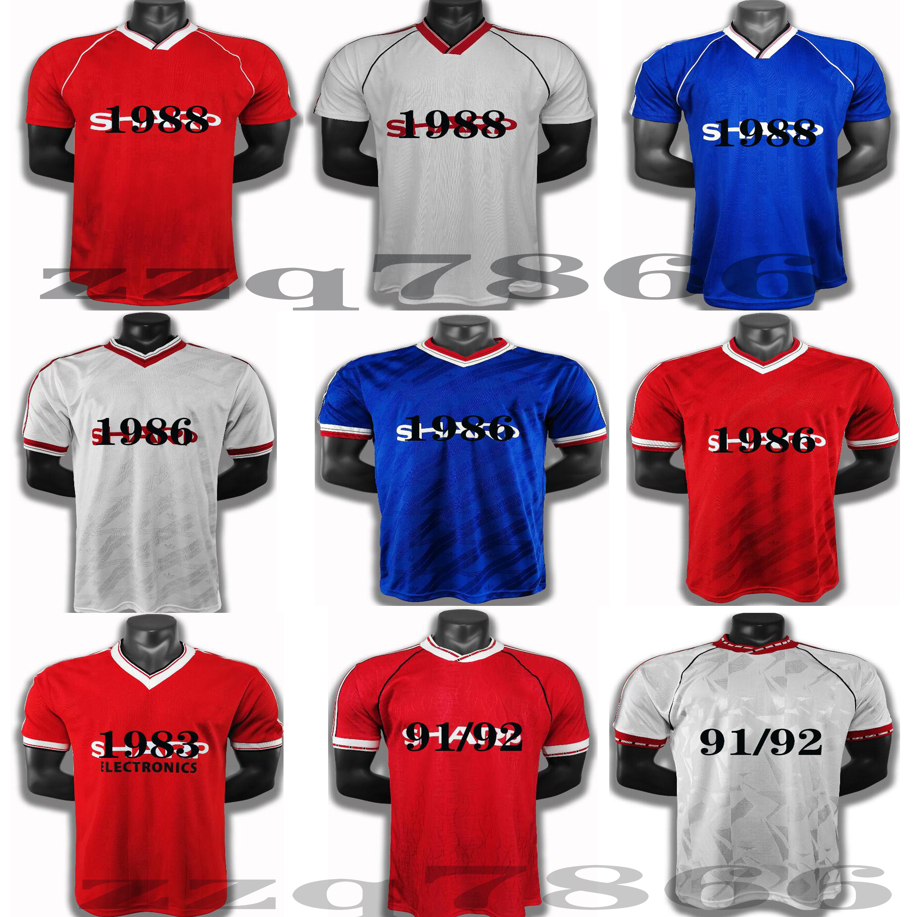 

83 84 85 86 88 UTD Retro ROBSON Soccer jersey CANTONA BECKHAM 90 91 92 94 98 99 07 08 RONALDO ROONEY GIGGS KEANE SOLSKJAER classic FOOTBALL SHIRT, Blue