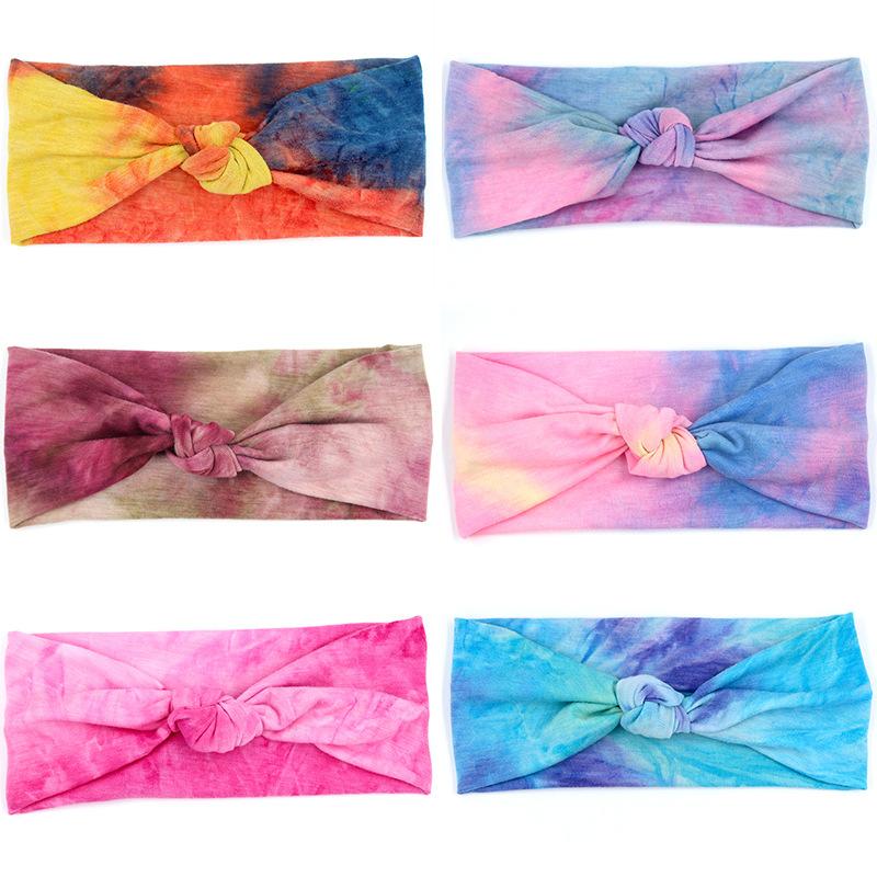 

6 Colors Womens Headbands Knot Headwraps Tie Dye Turban Hairbands Fashion Hair Accessories Running Headband Sports HairBand