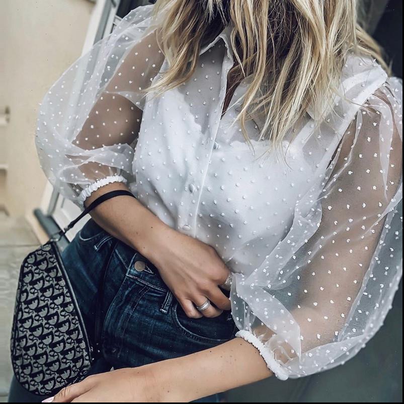 

women sheer blouses mesh fishnet blouse summer casual loose puff long sleeve see through white black s xl