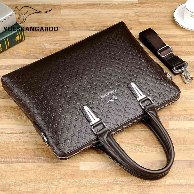 

Yuesen kangaroo men's bag handbag horizontal briefcase Single Shoulder Messenger Bag business Backpack, Black