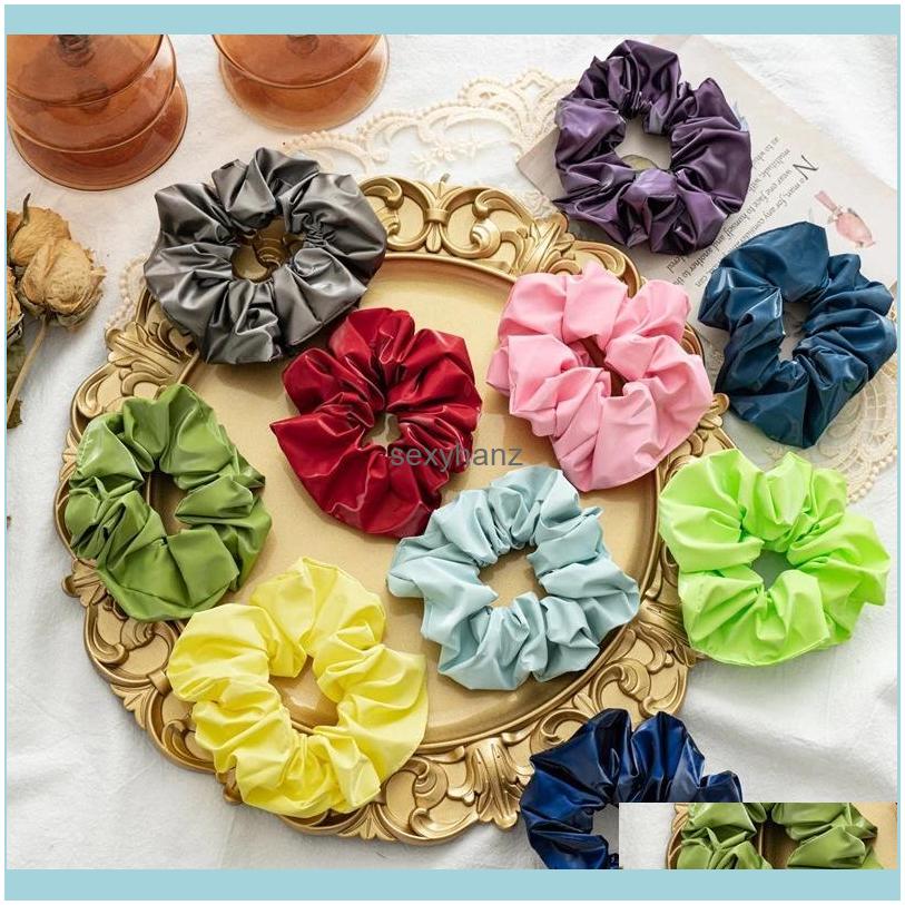 

Pony Tails Jewelry Leather Scrunchie Elastic Bands Waterproof Ponytail Holder Vintage Solid Color Ties Rope Hair Aessories Drop Delivery 202