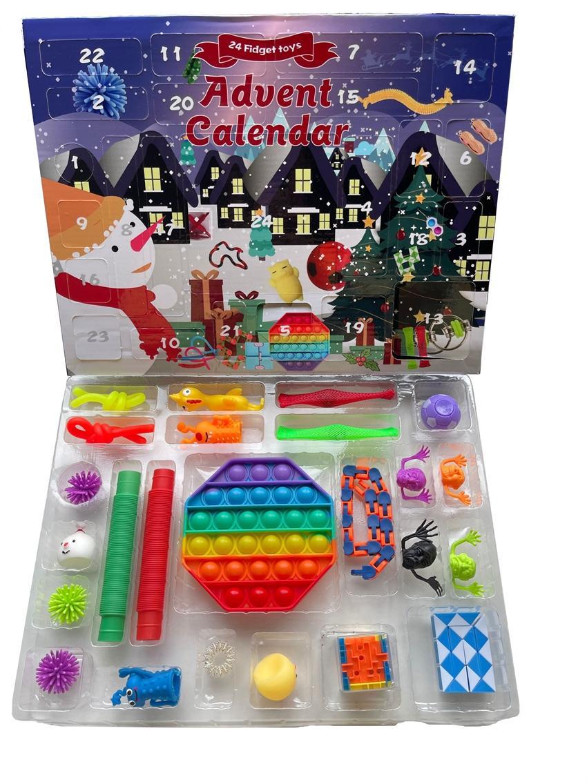 

24pcs/Set Christmas Fidget Toys Advent Calender Blind Box Gifts Dimple Decompression Toy Soft Squeeze Novelty Party Cartoon Favor FY9591