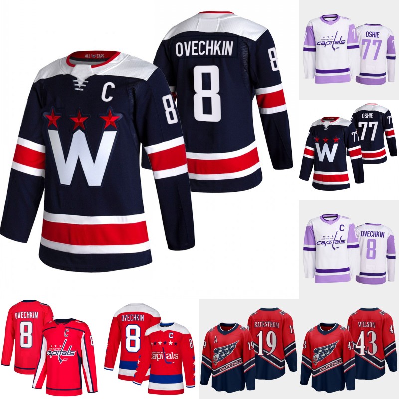 

#8 Alex Ovechkin Capitals Jersey Washington Darcy Kuemper T.J. Oshie Anthony Mantha Tom Wilson John Carlson Backstrom Evgeny Kuznetsov Connor Brown Dylan Strome Shirt, Womens 20/21 reverse s-xxl