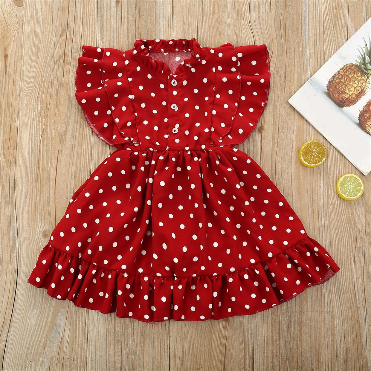 

Summer Sleeveless Korea Style Chiffon Girl Dresses Polka Dot Princess Kid Clothing Childrens For Girls, Red;yellow