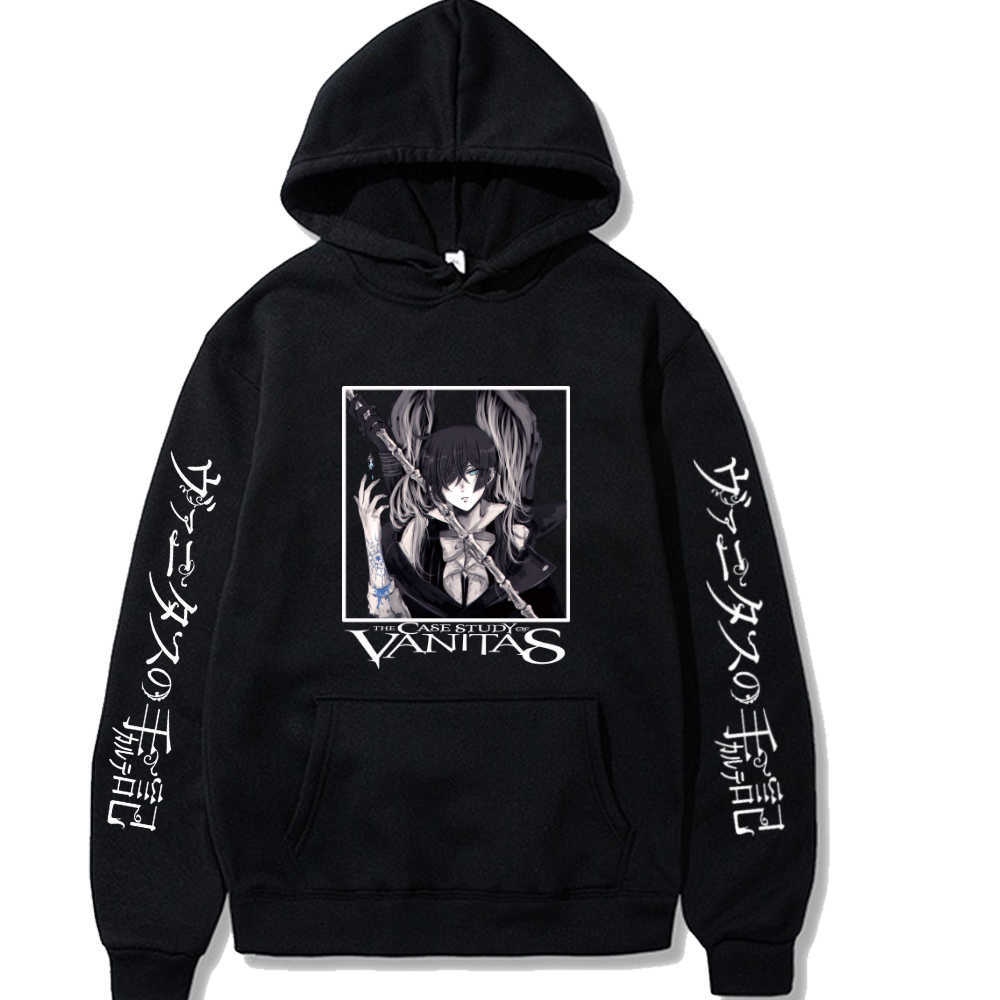 

New Anime Hoodie The Case Study of Vanitas V-neck Pullovers Tops Male and Female P0811, Black