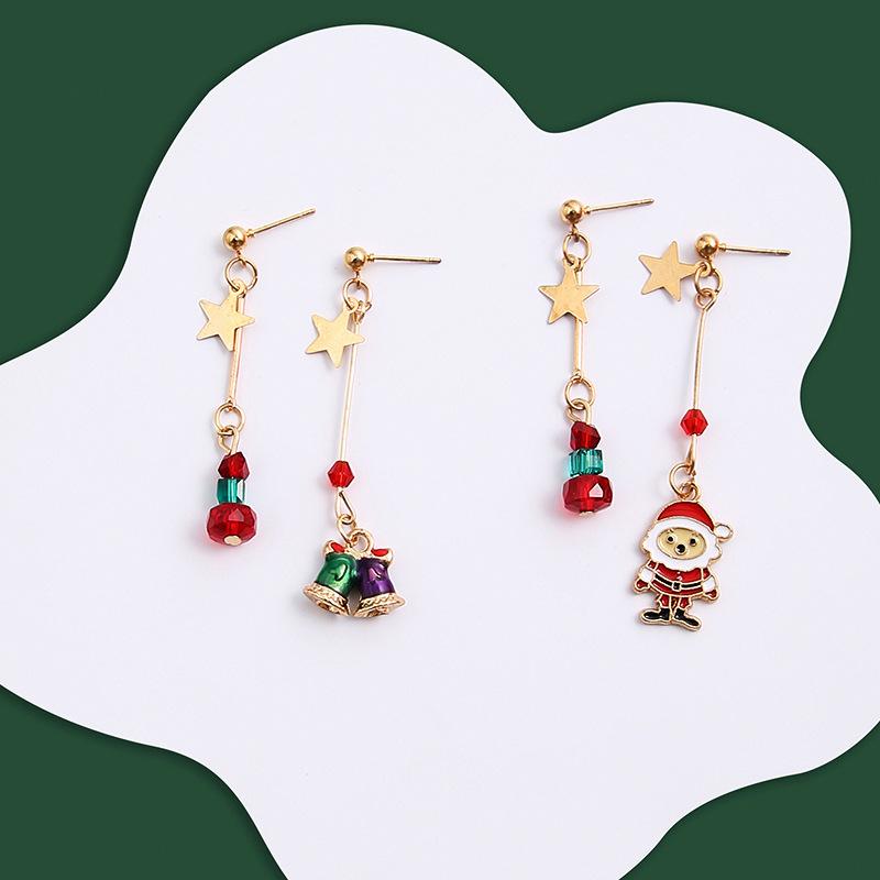 

Dangle & Chandelier Christmas Earrings Creative Asymmetric Tassel Dripping Bell Pendant For Women