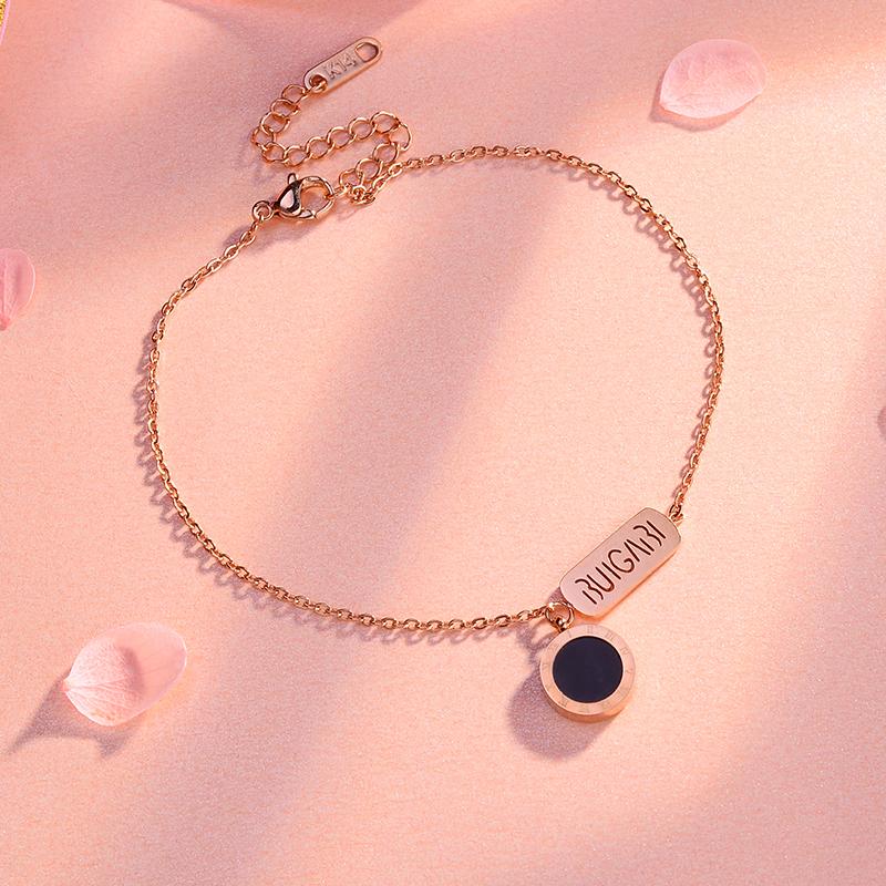 Link, Chain Classic Simple Double Side Black White Shell Round Pendant Rose Gold Stainless Steel Women Bracelets Female Vintage Hand Jewelry-image-740142842
