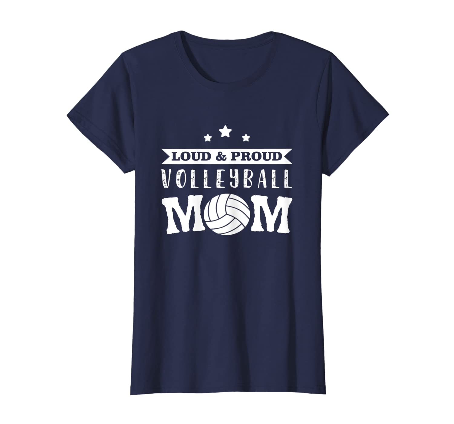 

womens volleyball shirt - loud proud volleyball mom, White;black