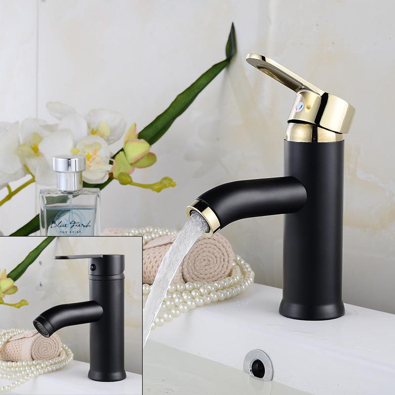 

Bathroom Sink Faucets Black Matte Basin Faucet Stainless Steel Paint Washbasin Water And Cold Mixer Tap Single Handle