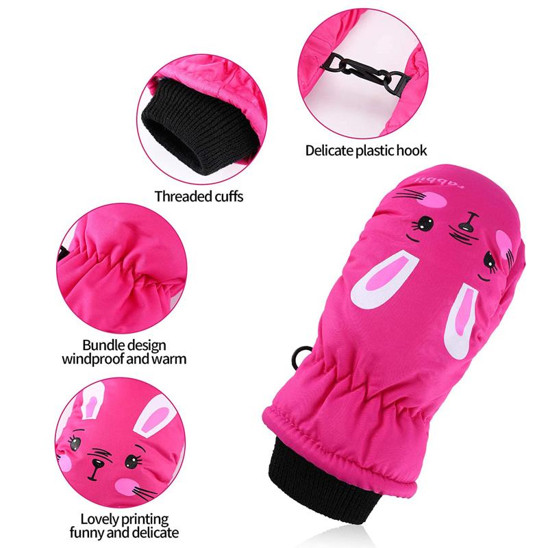 

Children's Mittens 2 Pairs Of Gloves Kids Winter Warm Windproof For Children Boys Girls Ski Cycling Climbing Outdoor Waterproof, White