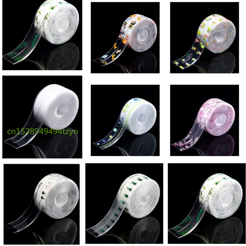 3.8X320Cm Kitchen Cartoon Antifouling Tape reusable waterproof mold Proof wall sealing tape-image-693294990