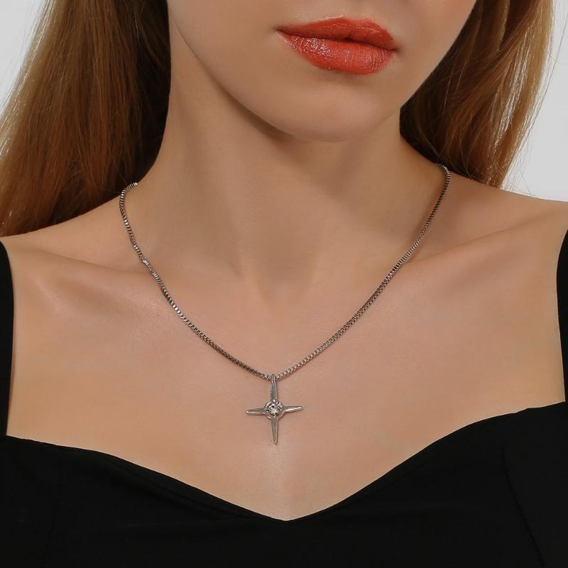 

Korean Version Of Ins Cold Wind Cross Pendant Necklace Female 2021 Simple Temperament Tide Adjustable Clavicle Chain Necklaces