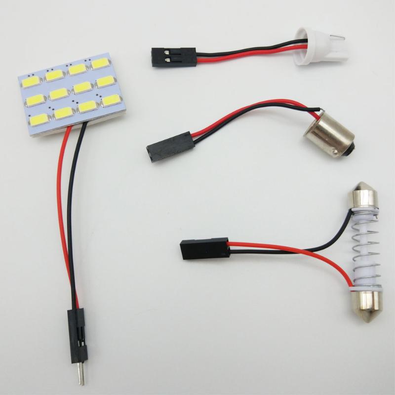 

Car Headlights 4X Super White 5630 5730 12 SMD LED Panel Dome Lamp Auto Interior Reading Plate Wired Light 3 Connector 12V