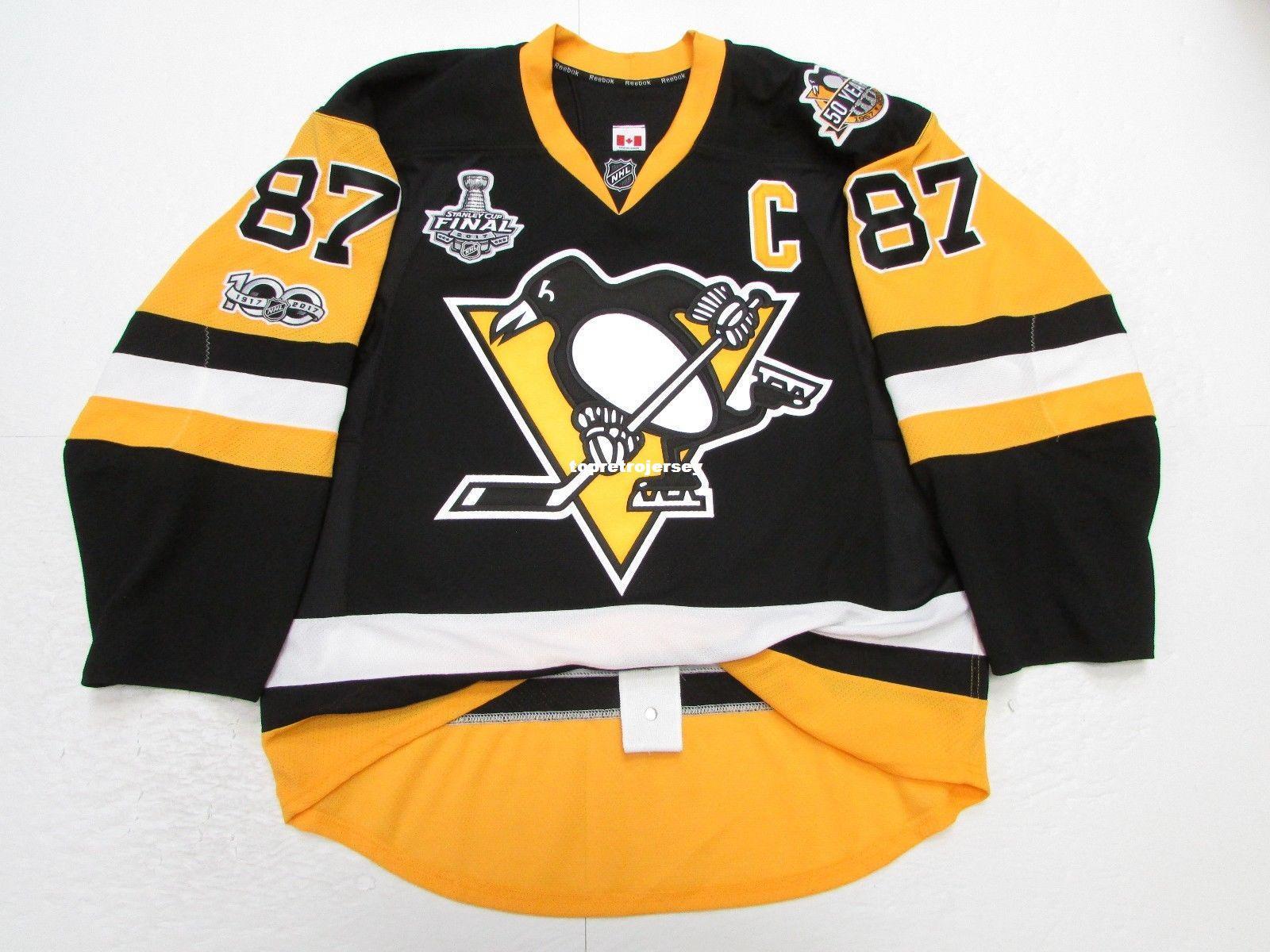 

Cheap custom CROSBY PITTSBURGH PENGUINS HOME 2017 STANLEY CUP JERSEY stitch add any number any name Mens Hockey Jersey XS-6XL, Black