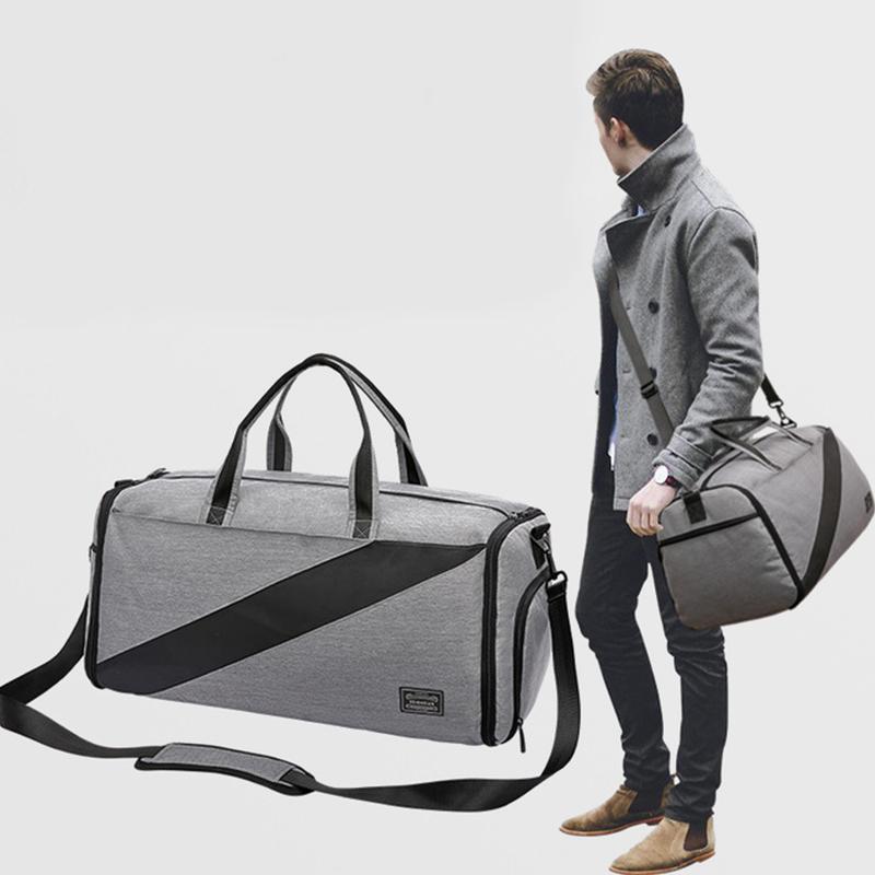 

Outdoor Bags Foldable Gym Bag Fitness Sports Travel Business Suit Large Capacity Hand Luggage Crossbody Shoe Warehouse For Men Women, Gray