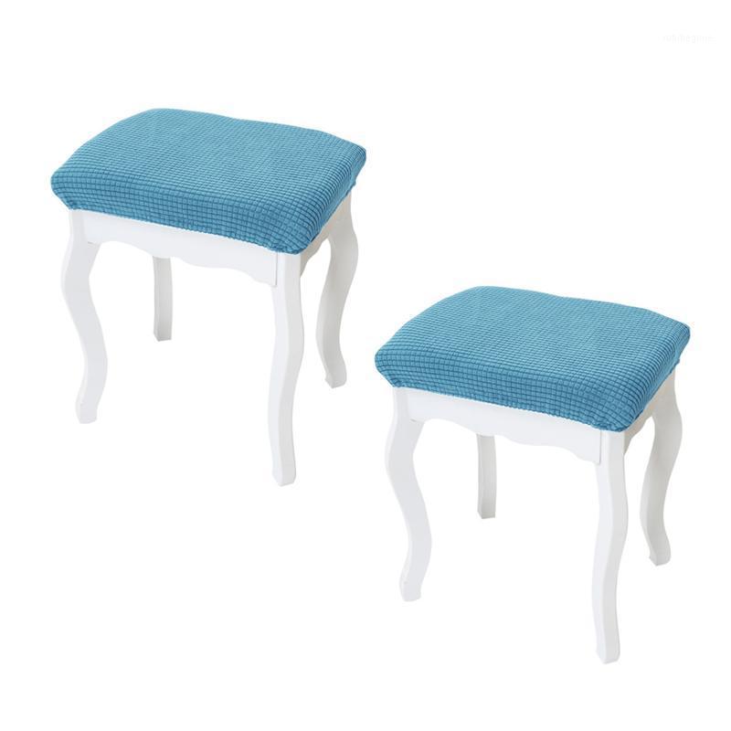 

2pcs Elastic European Style Rectangle Washable Stool Cover Stretch Furniture Checked Jacquard Universal Bar Chair Seat Protector Covers