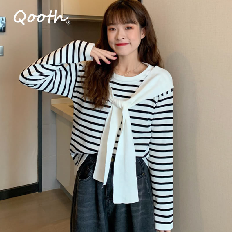 

Qooth Knitted Women o-neck Sweater Pullovers spring Autumn Basic Women Sweaters Pullover Slim Fit Black top QT133 210518, Beige