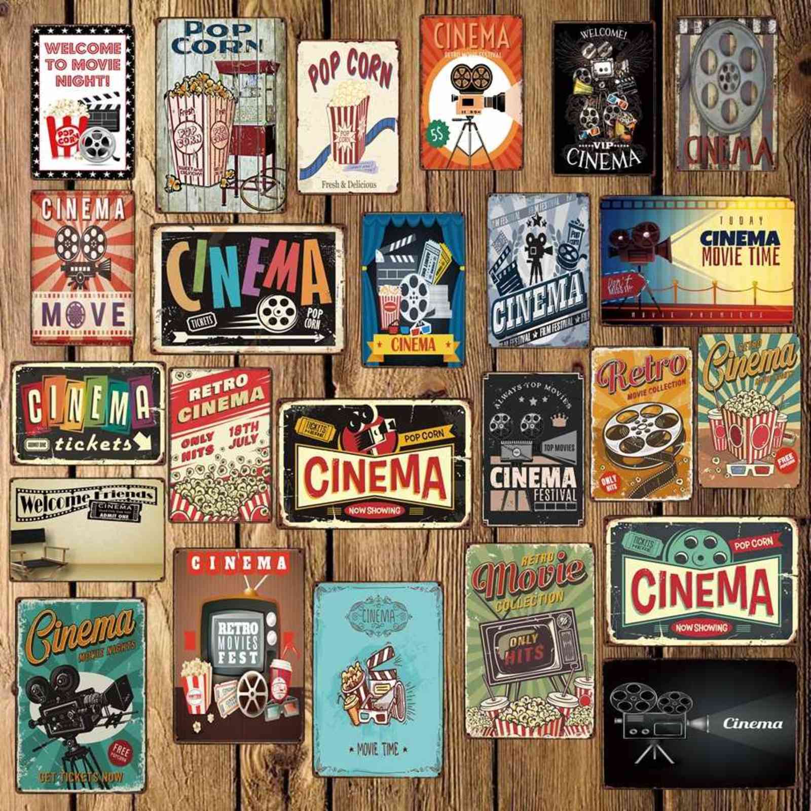 

[ Mike86 ] CINEMA MOVIE POPCORN Metal Sign Wall Plaque Poster Home Retro iron Painting art Christmas Gift Decor Art FG-514 H1110