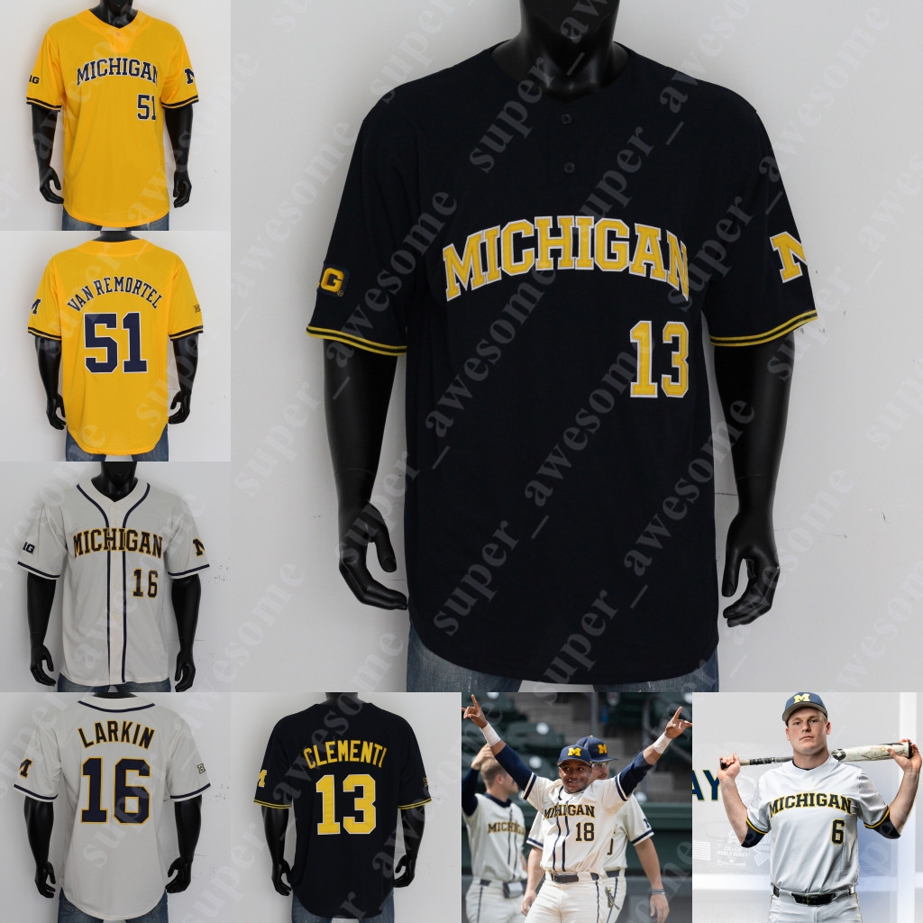 

Michigan Baseball Jersey Jimmy Obertop Christian Molfetta Benjamin Sems 15 Clark Elliott Tito Flores Griffin Mazur Riley Bertram Steve Hajjar Cameron Weston, Gray