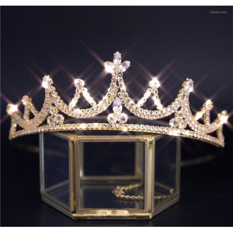 

Wedding Crown Bridal Headpiece Gold/Silver Zircon Rhinestone Crystal Diadem Queen Princess Tiaras Hair Jewelry Clips & Barrettes, Golden;silver