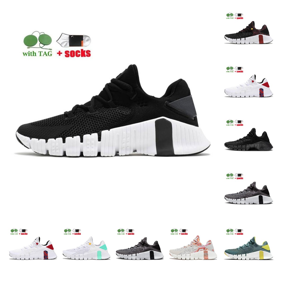 

Fashion 2022 New Mens Free Metcon 4 Huarache Breathable Running Shoes Iron Grey Desert Sand White Green Glow Leopard Veterans Day Triple Black Women Sports, D14 white green glow 36-40