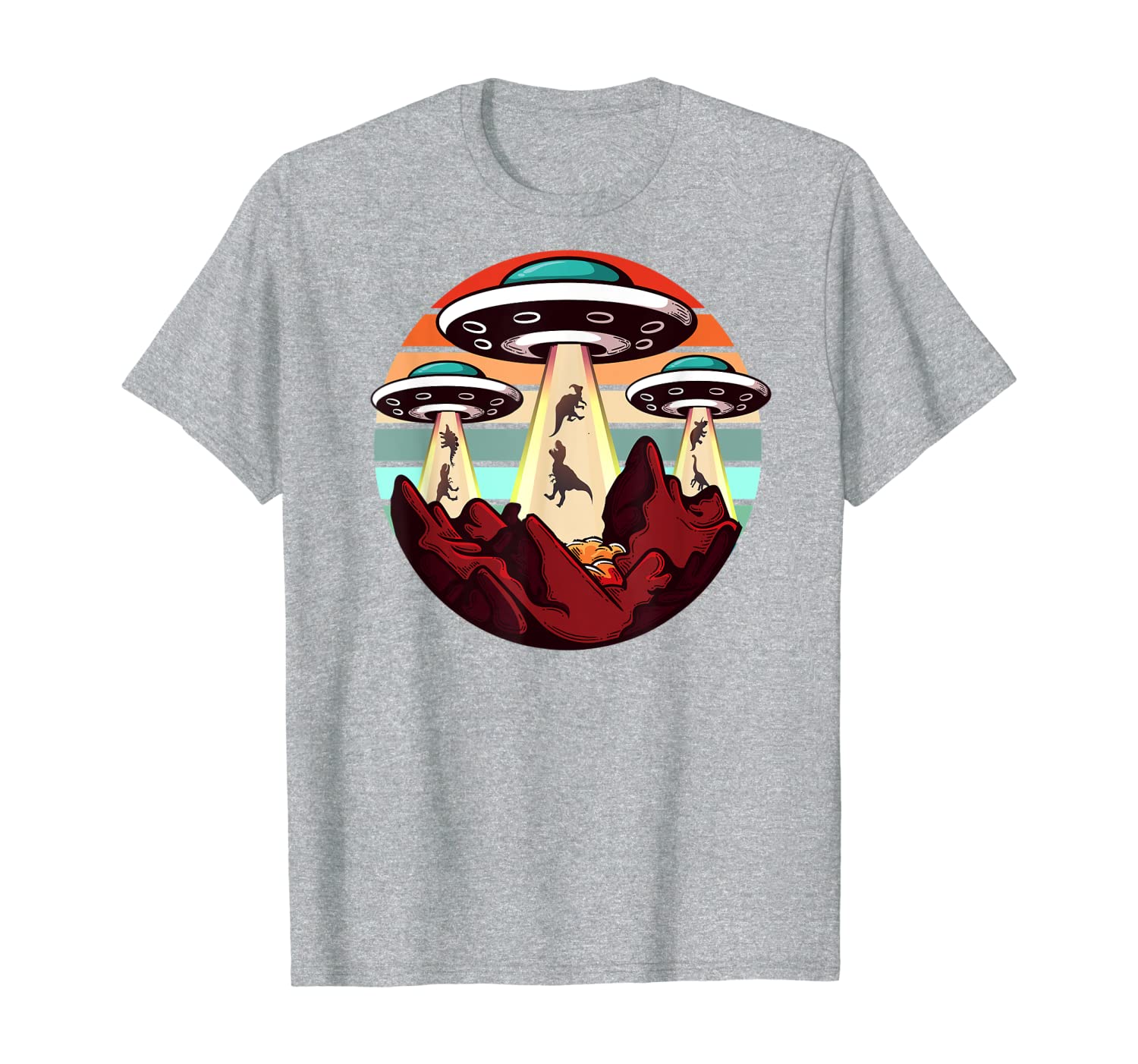 Abduction, Funny Alien UFO Abducting Dinosaur Gift T-Shirt-image-703268967