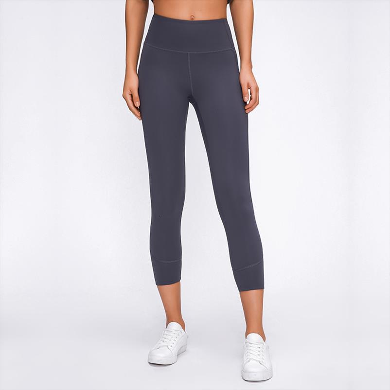 

solid color waist women leggings nylon capris sporting push up pants, Black