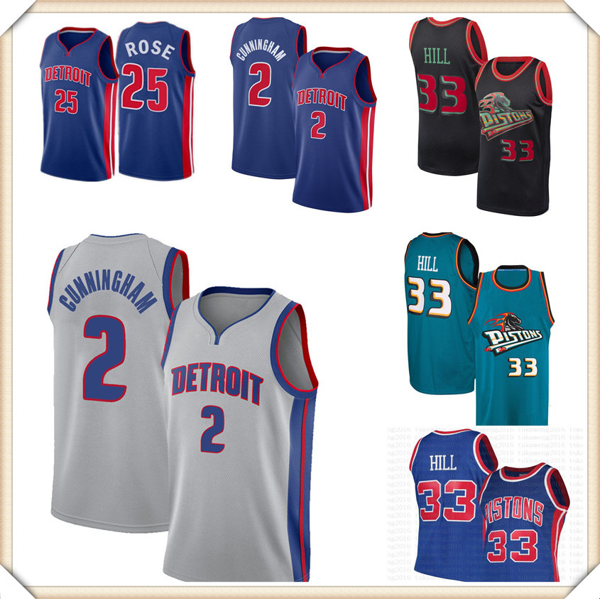 

Cade 2 Cunningham Jersey Grant 33 Hill Derrick 25 Rose Isiah 11 Thomas Dennis10 Rodman mens, Black;red