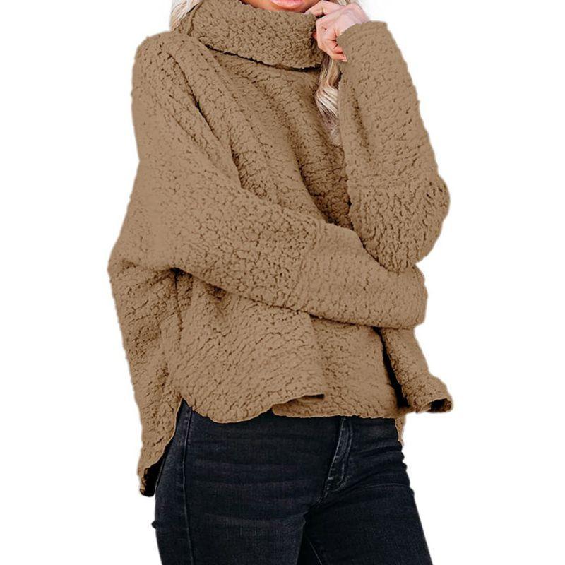 

Women' Jackets Autumn Winter Long Sleeve Plush Coat Tops Women Warm Fluffy Pullover Loose Jacket Clothing, Black