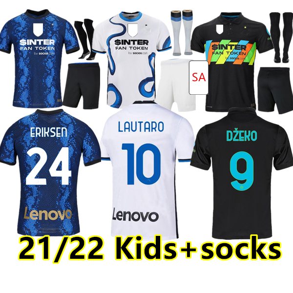 

Kids+socks INTER soccer jersey DZEKO LUKAKU MILAN VIDAL BARELLA LAUTARO ERIKSEN ALEXIS HAKIMI 21 22 football shirt 2021 2022 fans+Player version home 3rd uniforms, 21/22 3rd