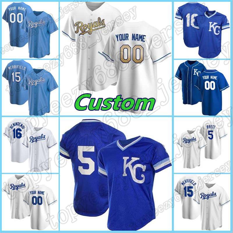 

Kansas Mesh 5 George Brett Custom 16 Andrew Benintendi 15 Whit Merrifield Baseball 41 Carlos Santana Nicky Lopez Hunter Dozier Jersey, Custom cool base(huangjia)
