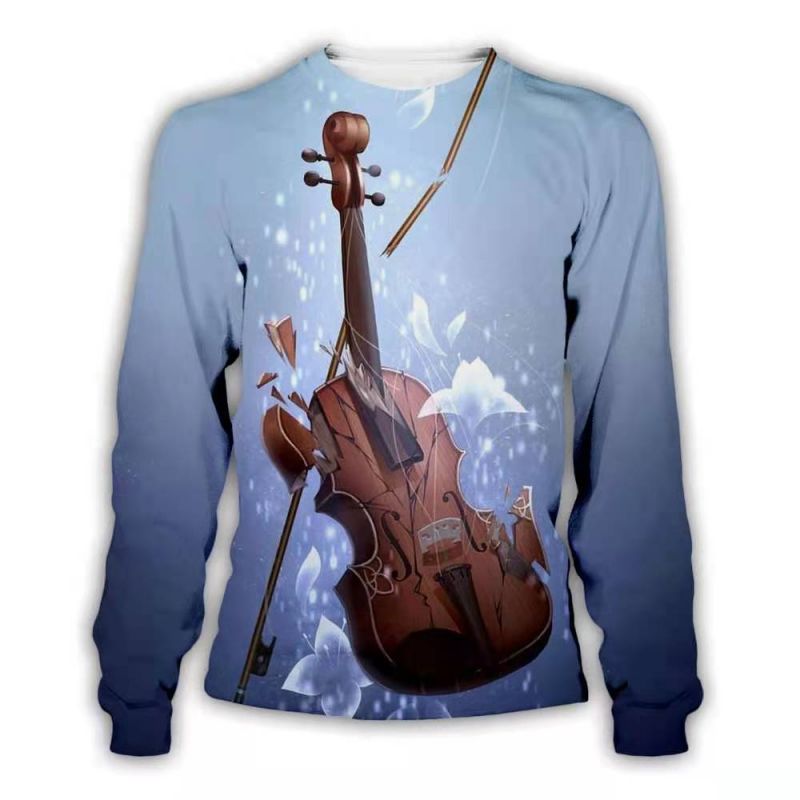 

Flame guitar pattern men's 3D printed hoodie visual impact party top punk gothic round neck high quality sweater hoodie, Black