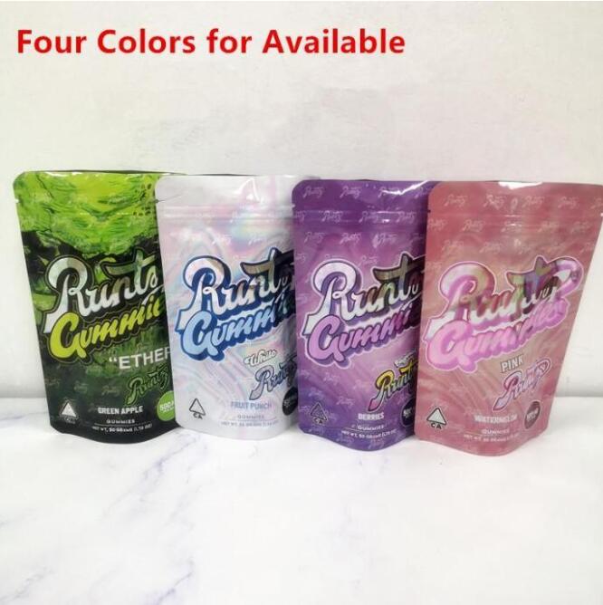 

Runtz Gummies 500mg Maylar bag Ether Runtz Dank Gummi Worm mylar bags Smell proof Edibles Packaging bags fsa