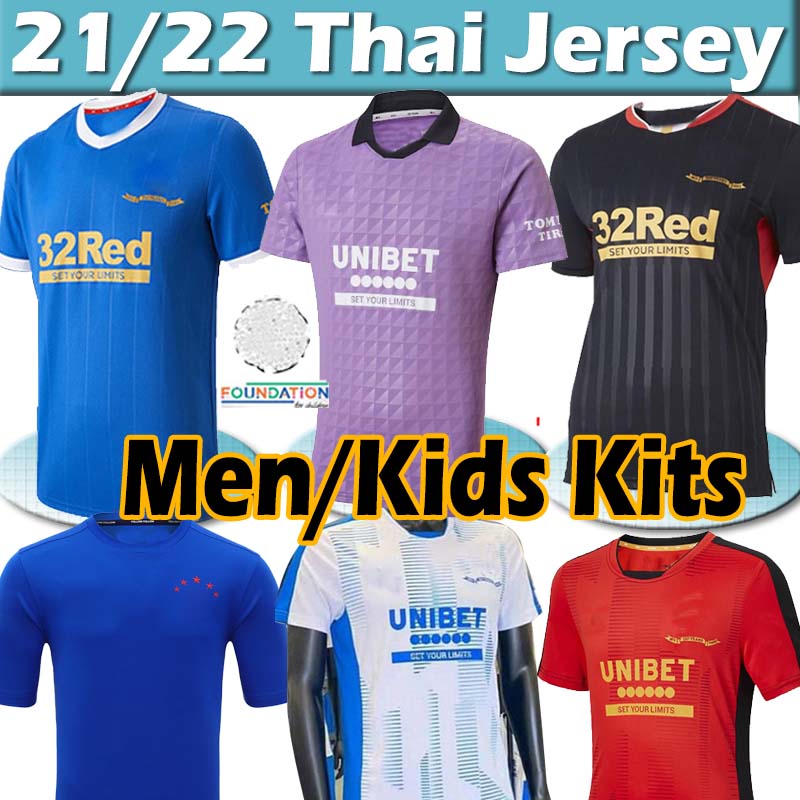 

21/22 Rangers Soccer Jerseys Glasgow 2021 2022 TEE CHAMPIONS 150th Anniversary 55 DEFOE BARKER MORELOS Men kids women training Football Shirts Thai, 21 22 home patch