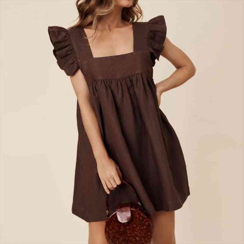 

cute sundress butterfly sleeve mini womens dress elegant off shoulder backless women summer patchwork a-line pocket beach, Black;gray