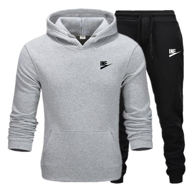 

set hao- North white Designers Tracksuit Men Sweat Suits Autumn Brand Mens Jogger Jacket + Pants Sets Sporting WOMEN Suit, Gray