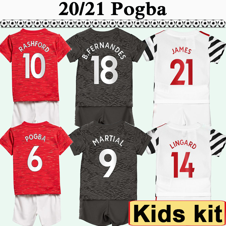 

20 21 POGBA RASHFORD Kids kit Soccer Jersey New CAVANI JAMES MATA Home Away 3rd Boy Football Shirts MARTIAL MATIC LINGARD Short Sleeve Suit, Tz453 2021 home no socks
