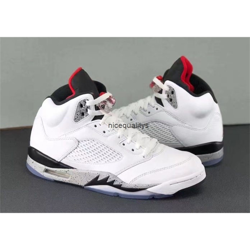 

New Arrival Men 5 White Cement Athletic Shoes 136027-104 5s Fashion High Quality mens Sport Training Sneakers With Box
