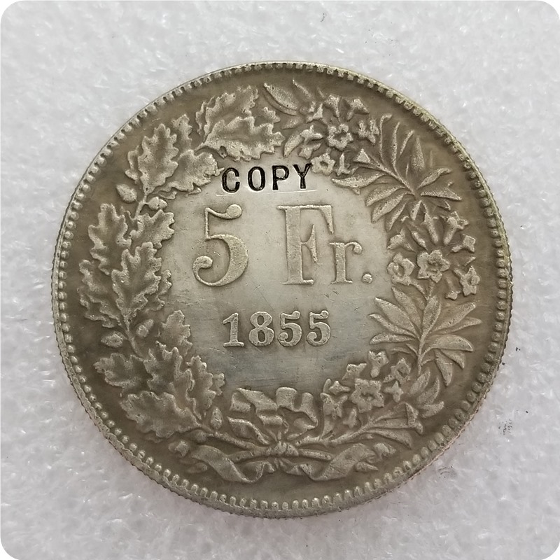 

1855 Switzerland 5 Francs COIN COPY