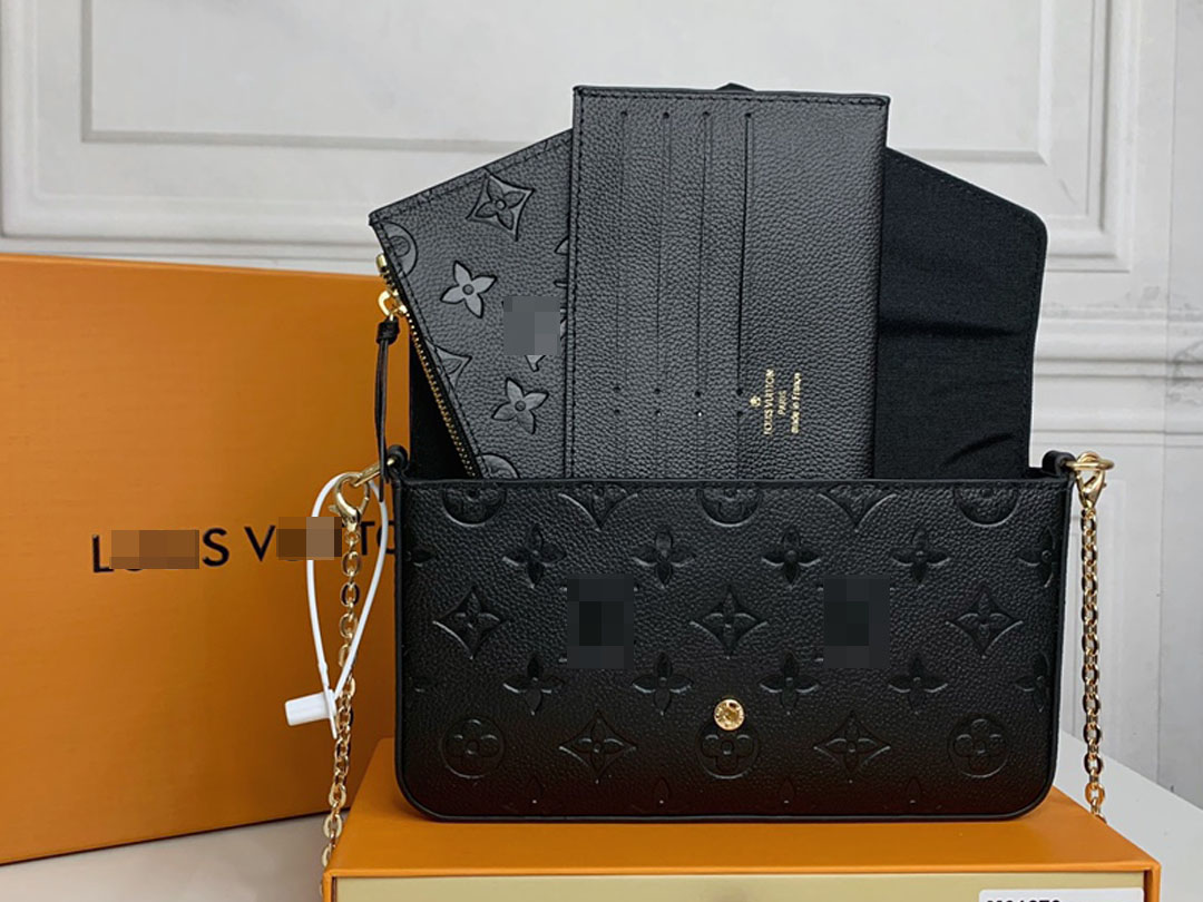 

GGLVLouisBag VittonYSLfavorite multi pochette felicie accessories handbag genuine leather shoulder crossbody b, Red;black