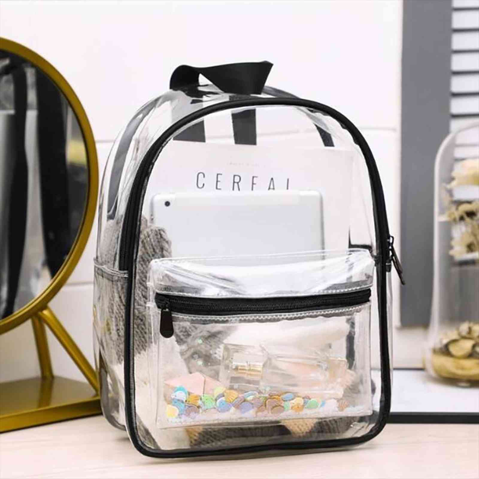 

transparent pvc women backpack fashion waterproof outdoor clear shoulder bag travel school children girls