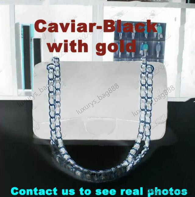 

Top Quality Brand Classic Designers Shoulder Bags Handbags Caviar cowhide Woman Fashion Genuine Leather designer handbag Flap Black Crossbody Bag colors With Box, Yellow with golden chain