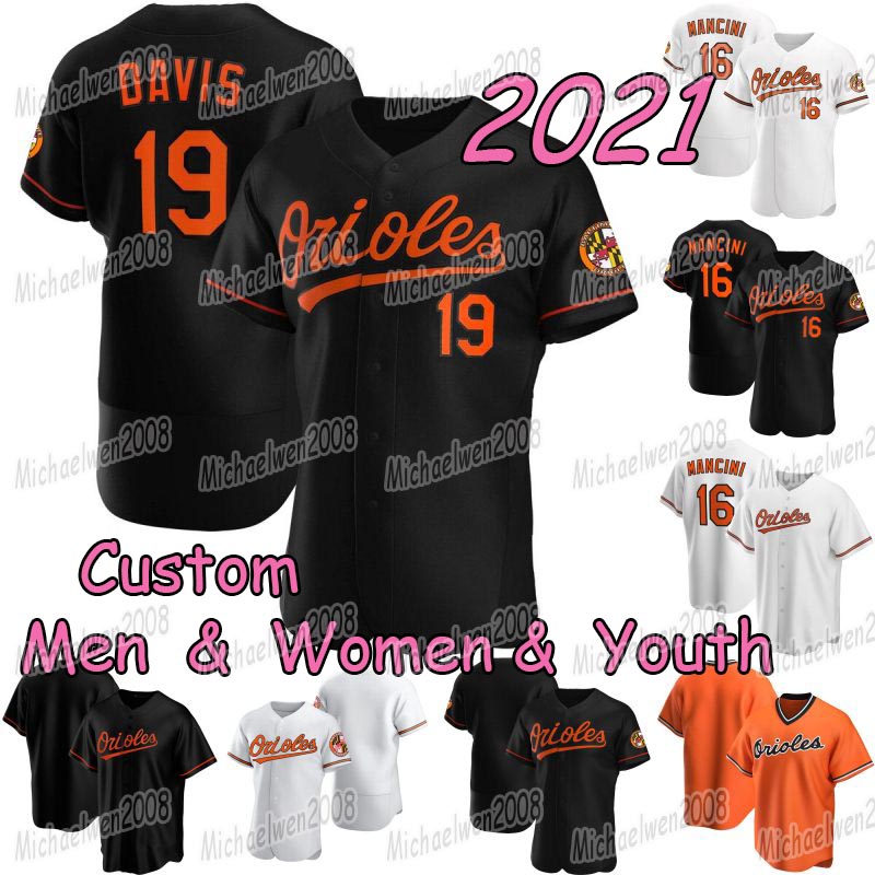 

Baltimore 2021 baseball jersey Trey Mancini davis Santander Cedric Mullins Austin Hays Pat Valaika Ramon Urias Freddy Galvis Maikel Franco Chance Sisco Rio Ruiz, Women cool base