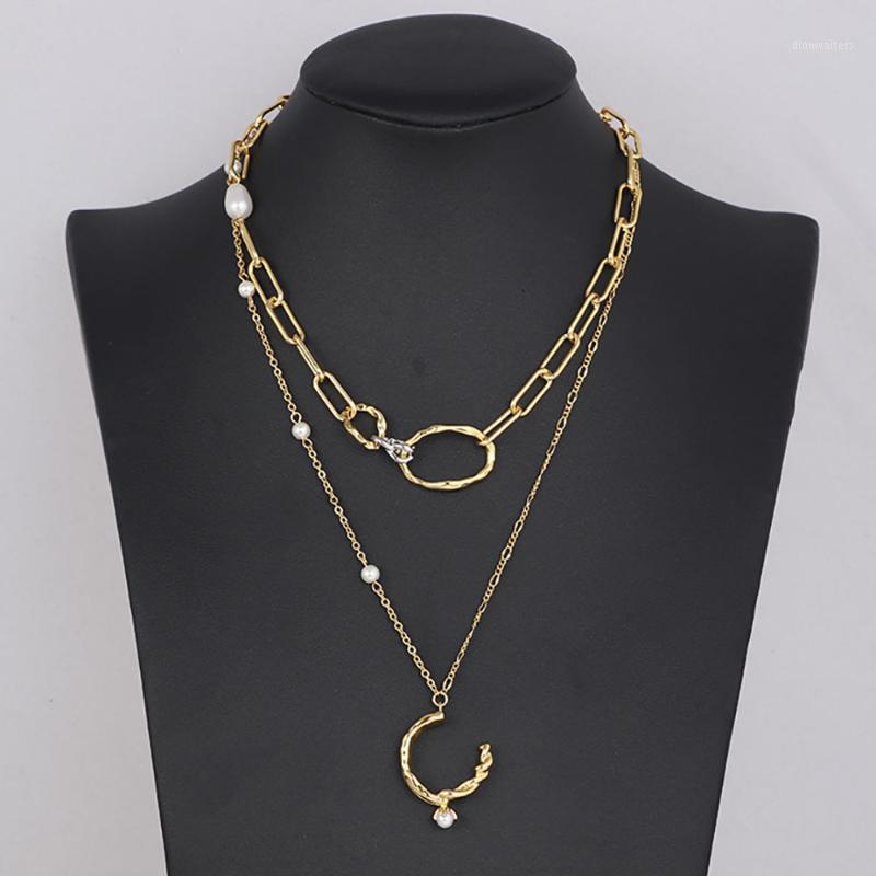 

Women Layering Chain Necklace With Pearl Pendant Boutique Jewelry For Party Chains
