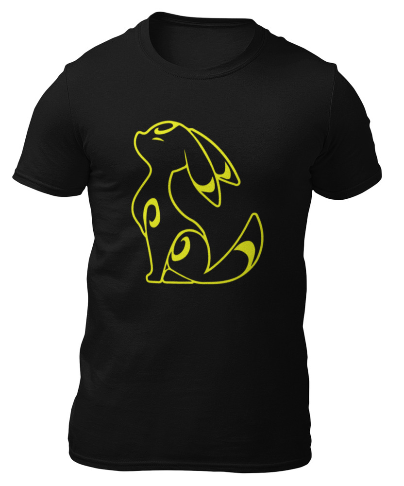 

T-shirt-umbreon silhouette-black t-shirt-t-shirt -, White;black