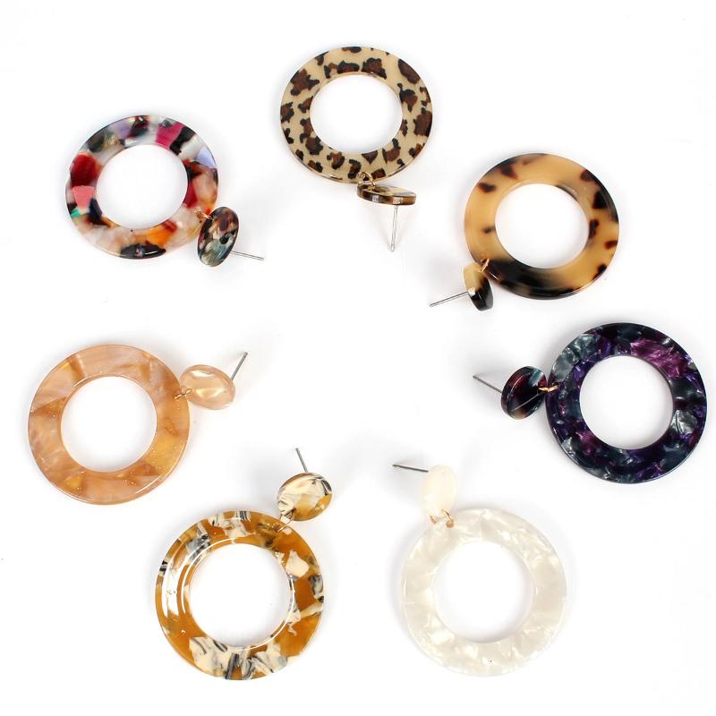 

Stud Unusual Piercing Acetate Leopard Earrings Acrylic Big Round For Women Korean Fashion 2021 Christmas Earing Jewelry