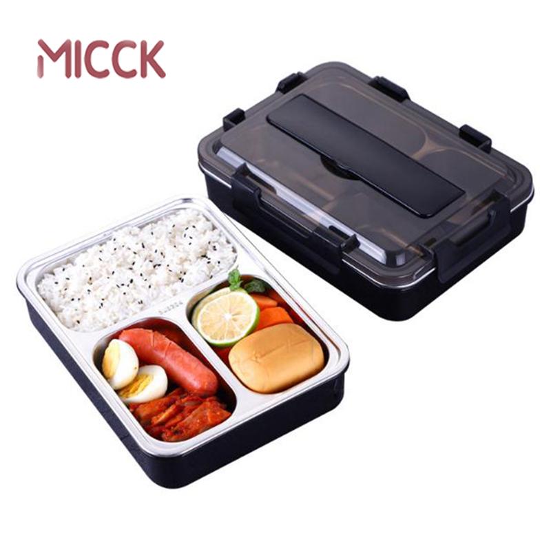 

Dinnerware Sets MICCK Stainless Steel Lunch Box 1200ml Bento Gift Spoon Chopsticks BPA Free Portable Container For Storage Crisper